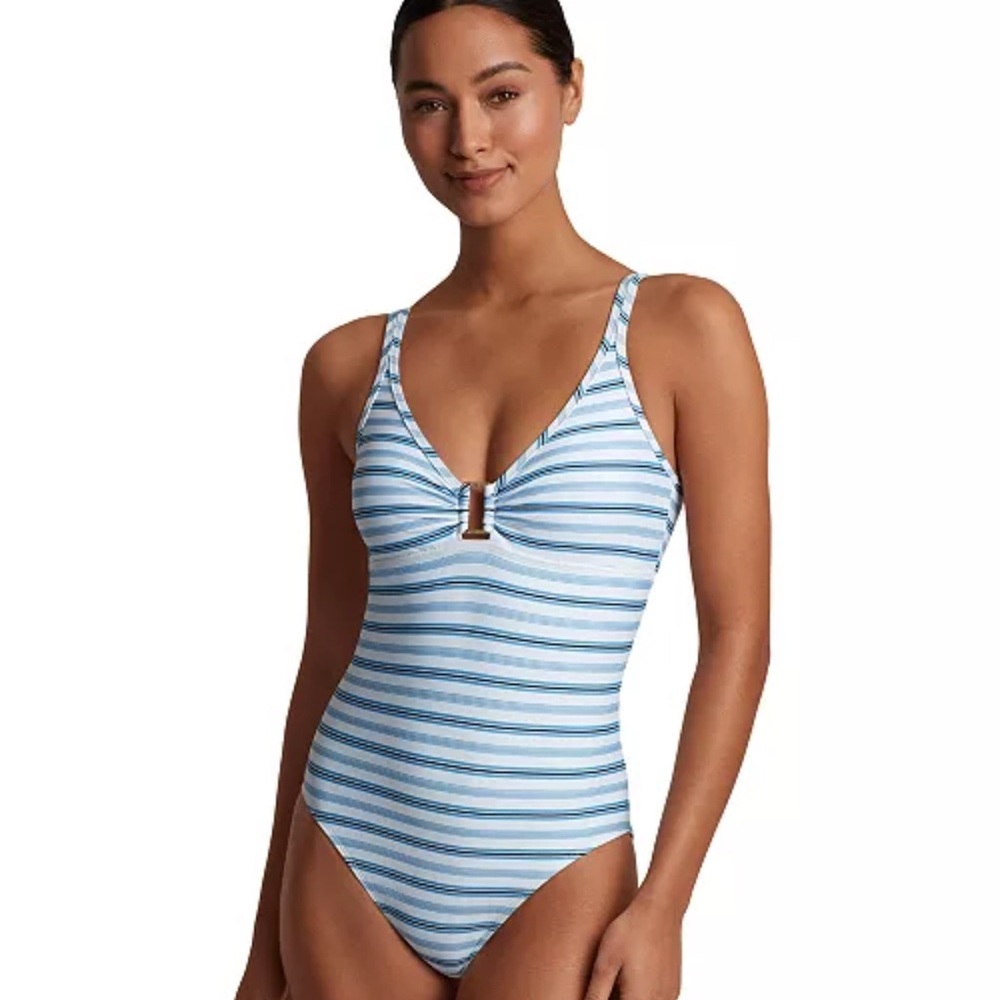 Ralph Lauren Striped Blue One-Piece Swimsuit